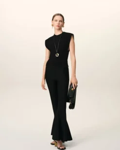 Ami Paris Black Wool Sleeveless Bicolor Top BLACK/WHITE CREAM Flash Sale