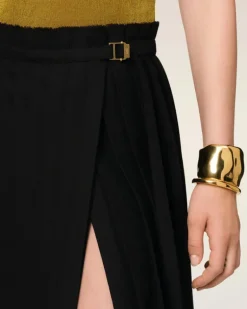 Ami Paris Wool Twill Short Pleated Skirt BLACK New