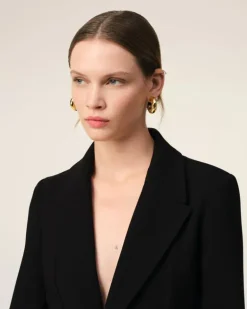 Ami Paris Black Wool Two Buttons Fitted Jacket BLACK/WHITE CREAM Online