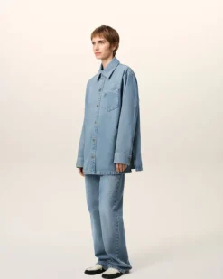 Ami Paris Blue Cotton Ami de Coeur Overshirt USED BLUE Clearance