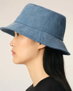Ami Paris Blue Cotton Ami de Coeur Embroidery Bucket Hat USED BLUE Outlet