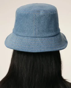 Ami Paris Blue Cotton Ami de Coeur Embroidery Bucket Hat USED BLUE Outlet