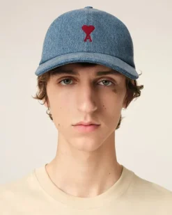 Ami Paris Blue Cotton Ami de Coeur Embroidery Cap USED BLUE Online