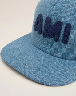 Ami Paris Blue Cotton Patch Trucker Cap USED BLUE Store