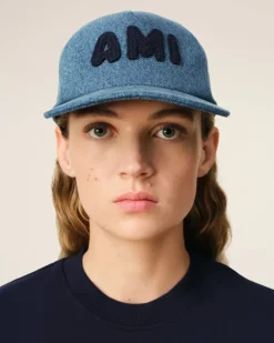 Ami Paris Blue Cotton Patch Trucker Cap USED BLUE Store