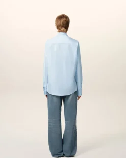 Ami Paris Blue Cotton Button-Down Ami de Coeur Shirt SKY BLUE Best Sale