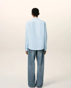 Ami Paris Blue Cotton Button-Down Ami de Coeur Shirt SKY BLUE Best Sale