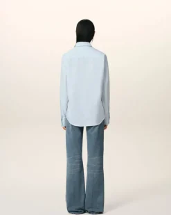 Ami Paris Blue Cotton Button-Down Ami de Coeur Shirt SKY BLUE/NATURAL WHITE Fashion