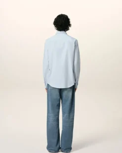 Ami Paris Blue Cotton Button-Down Ami de Coeur Shirt SKY BLUE/NATURAL WHITE Fashion