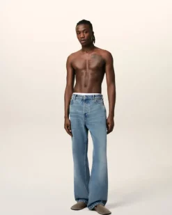 Ami Paris Blue Cotton Large Fit Jeans USED BLUE Sale