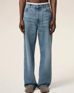 Ami Paris Blue Cotton Large Fit Jeans USED BLUE Sale