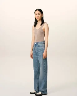 Ami Paris Blue Cotton Large Fit Jeans USED BLUE Cheap