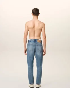 Ami Paris Blue Cotton Tapered Fit Jeans USED BLUE Best