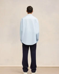 Ami Paris Boxy Fit Shirt SKY BLUE/NATURAL WHITE Best