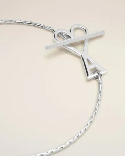 Ami Paris Brass Ami de Coeur 2 In 1 Chain Necklace SILVER Sale