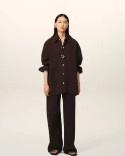 Ami Paris Burgundy Cotton Ami de Coeur Overshirt EGGPLANT Cheap