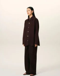 Ami Paris Burgundy Cotton Ami de Coeur Overshirt EGGPLANT Cheap