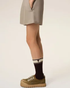 Ami Paris Burgundy Cotton Ami de Coeur Striped Socks EGGPLANT/WHITE CREAM Fashion
