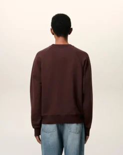 Ami Paris Burgundy Cotton Tonal Ami de Coeur Sweatshirt EGGPLANT Sale