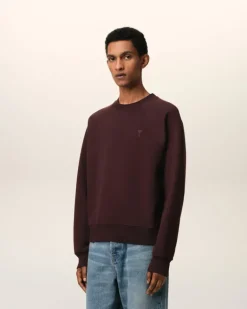 Ami Paris Burgundy Cotton Tonal Ami de Coeur Sweatshirt EGGPLANT Sale
