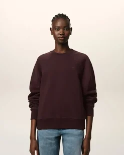 Ami Paris Burgundy Cotton Tonal Ami de Coeur Sweatshirt EGGPLANT Sale