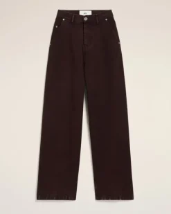 Ami Paris Burgundy Cotton Wide Fit Jeans EGGPLANT Shop