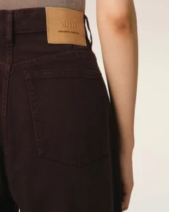 Ami Paris Burgundy Cotton Wide Fit Jeans EGGPLANT Shop