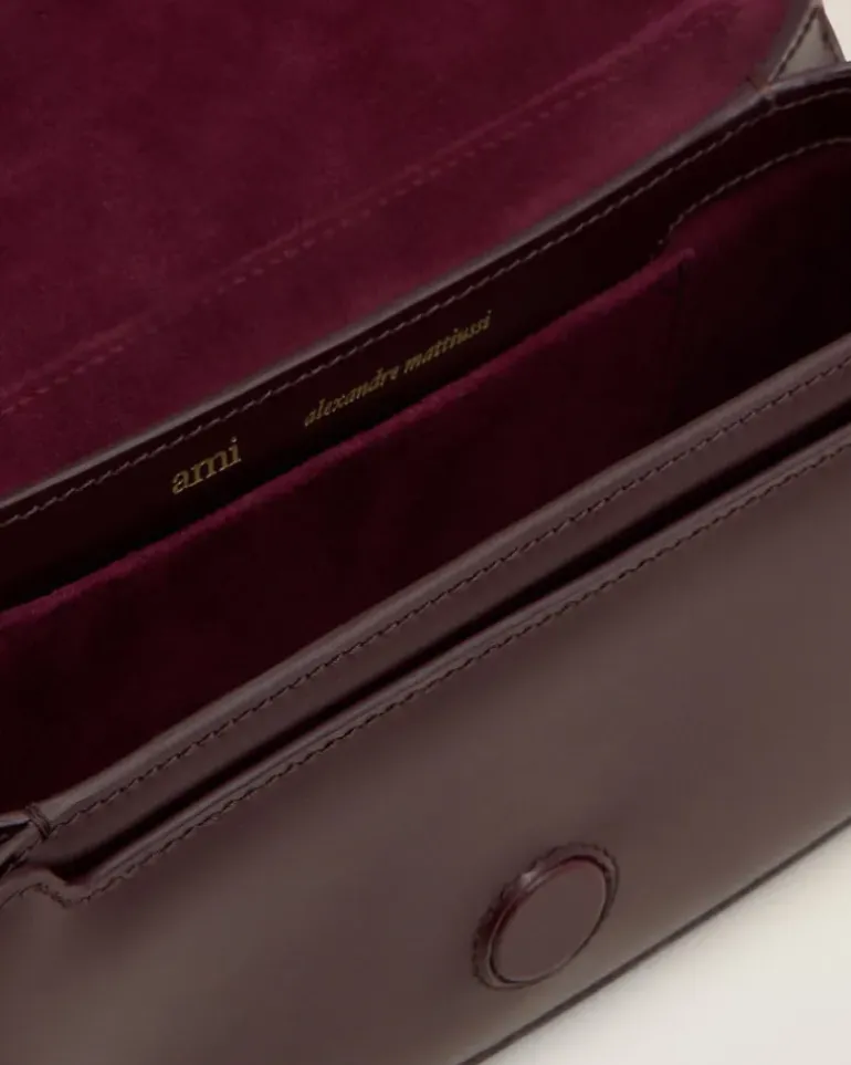 Ami Paris Burgundy Leather Baguette Paris Paris Bag EGGPLANT Outlet