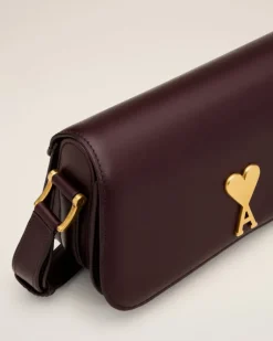 Ami Paris Burgundy Leather Baguette Paris Paris Bag EGGPLANT Outlet