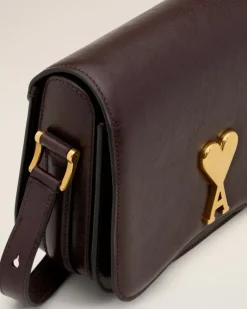 Ami Paris Burgundy Leather Paris Paris Bag EGGPLANT Cheap