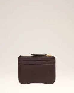 Ami Paris Burgundy Leather Paris Paris Zipped Card Holder EGGPLANT Cheap