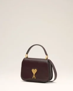 Ami Paris Burgundy Leather Top Handle Paris Paris Bag EGGPLANT Cheap