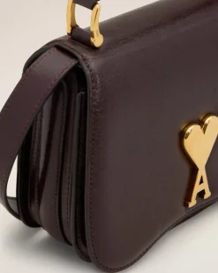 Ami Paris Burgundy Leather Top Handle Paris Paris Bag EGGPLANT Cheap