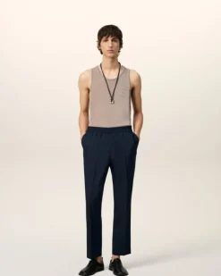 Ami Paris Elasticated Waist Trousers NAVY BLUE Flash Sale