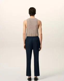 Ami Paris Elasticated Waist Trousers NAVY BLUE Flash Sale