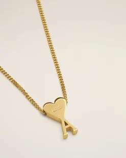 Ami Paris Brass Ami de Coeur Pendant Necklace GOLD Fashion