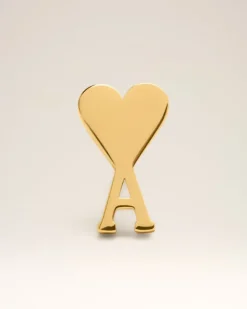 Ami Paris Brass Ami de Coeur Studs GOLD Outlet