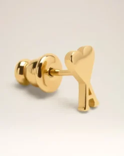 Ami Paris Brass Ami de Coeur Studs GOLD Outlet