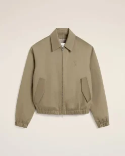 Ami Paris Green Cotton Ami de Coeur Zipped Jacket LAUREL Outlet