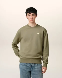 Ami Paris Green Cotton Ami de Coeur Sweatshirt LAUREL Sale