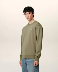 Ami Paris Green Cotton Ami de Coeur Sweatshirt LAUREL Sale