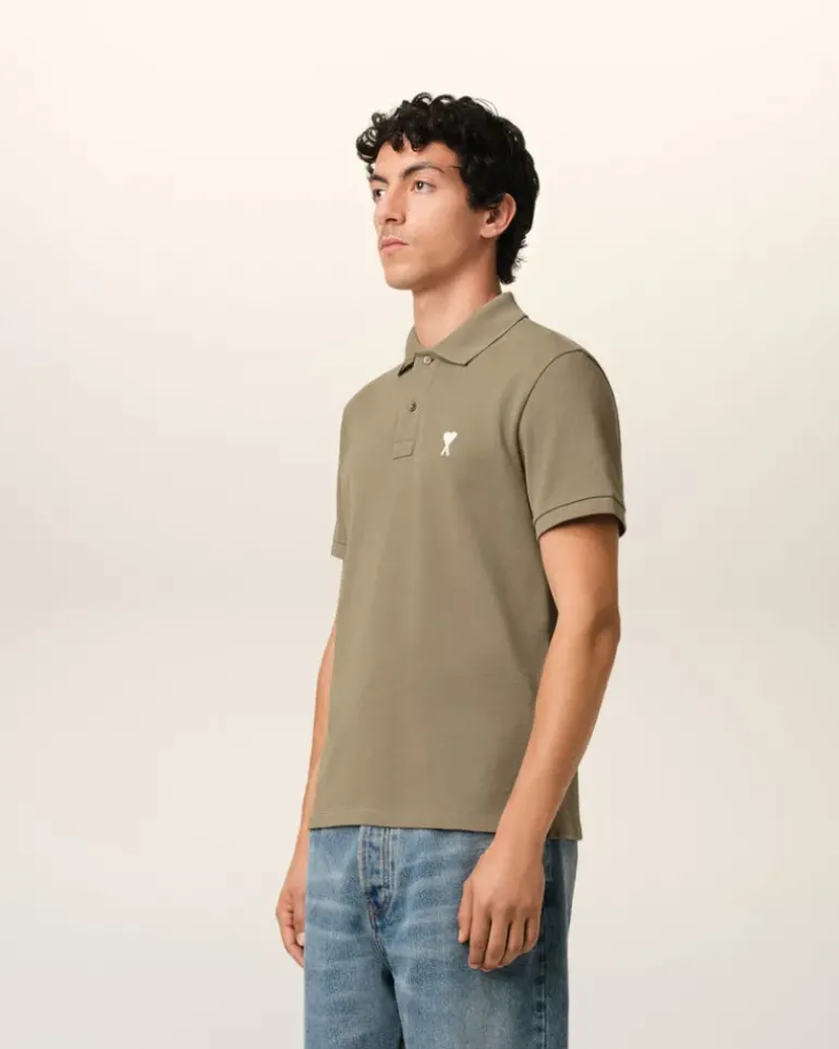 Ami Paris Green Cotton Ami de Coeur Polo Shirt LAUREL Cheap