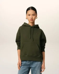 Ami Paris Green Cotton Ami de Coeur Hoodie LODEN Hot