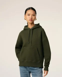 Ami Paris Green Cotton Ami de Coeur Hoodie LODEN Hot