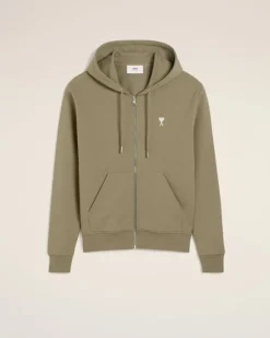 Ami Paris Green Cotton Ami de Coeur Hoodie LAUREL Online