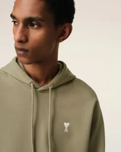 Ami Paris Green Cotton Ami de Coeur Hoodie LAUREL Online