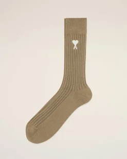 Ami Paris Green Cotton Ami de Coeur Socks LAUREL/OFFWHITE Shop