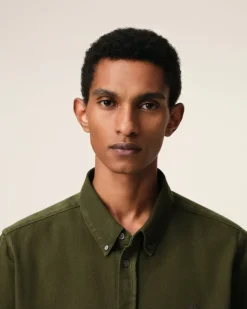 Ami Paris Green Cotton Button-Down Ami de Coeur Shirt LODEN Hot