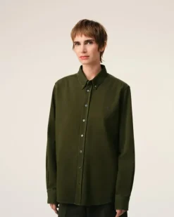 Ami Paris Green Cotton Button-Down Ami de Coeur Shirt LODEN Hot