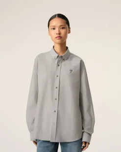 Ami Paris Green Cotton Button-Down Ami de Cœur Shirt LODEN Cheap